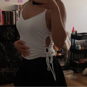 White Cutout Camisole w/ Adjustable Ties